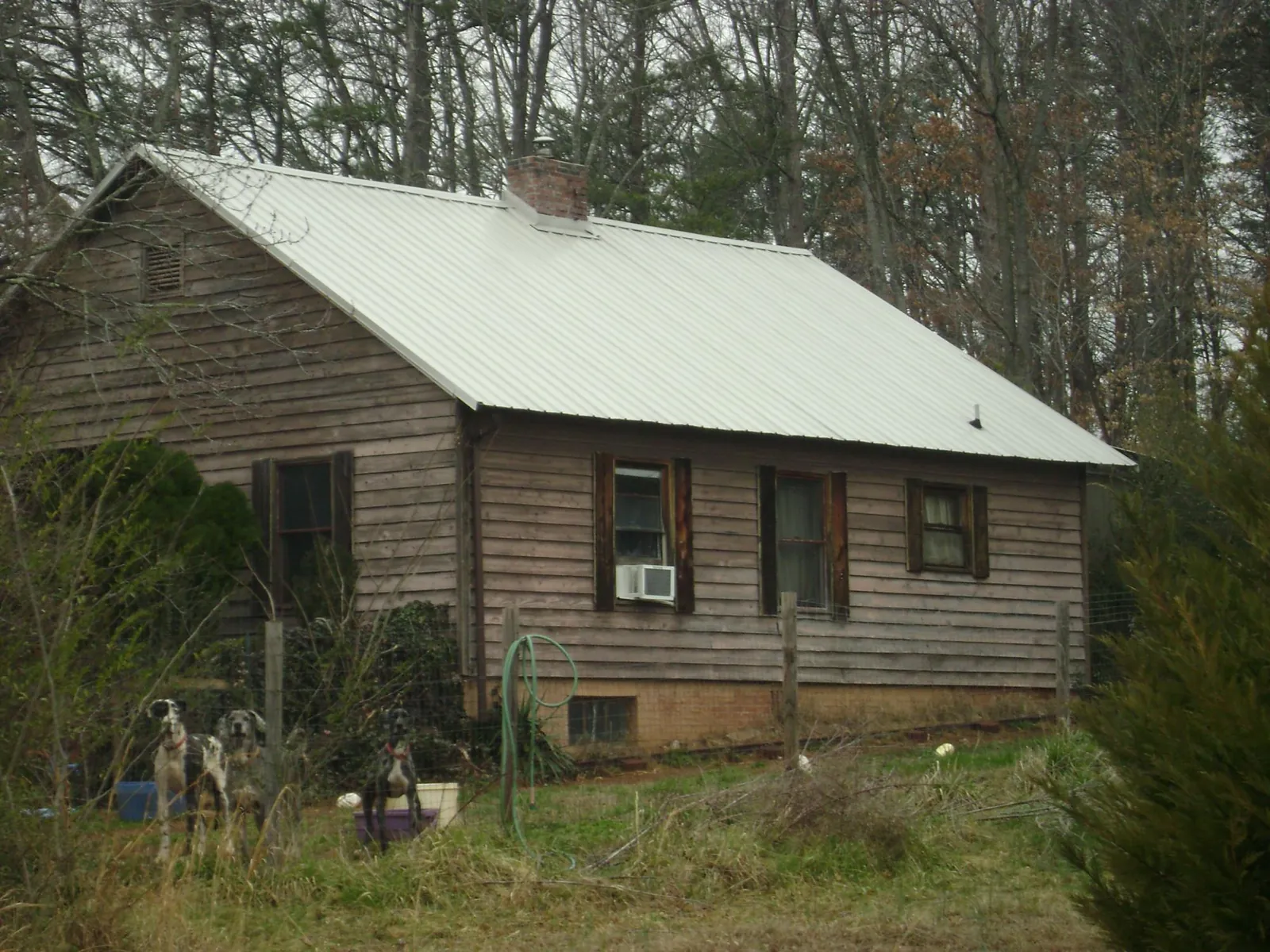 White metal roof on an old wood sided farmhouse, from a Metal Roof Installation job in Erwin